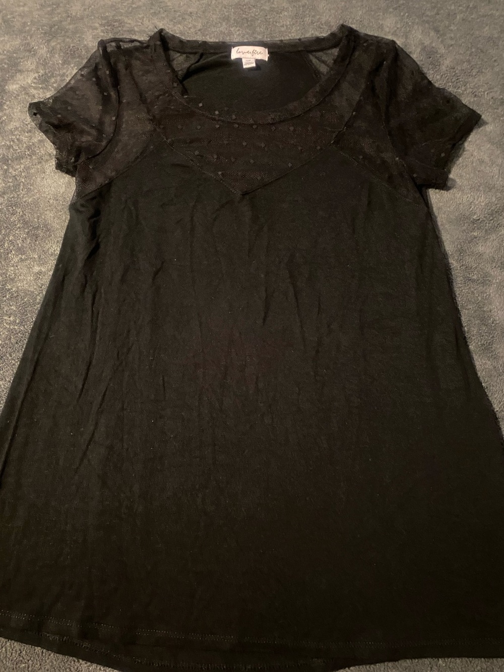 love, fire Black Short Sleeve Top